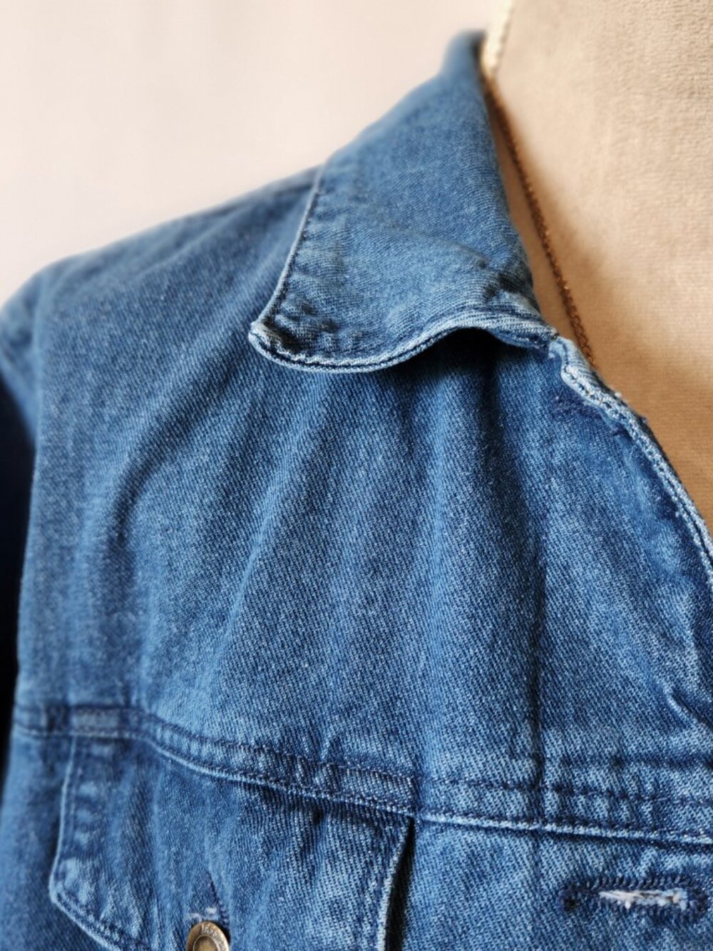 Jessica London Women's Plus 20W Long Sleeve Button Down Long Blue Denim Jacket - Picture 5 of 15